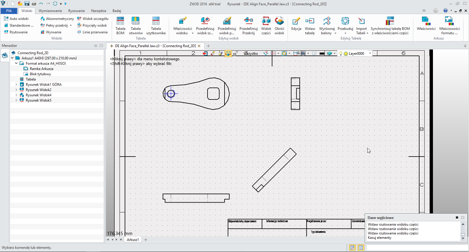 CAD_Generowanie rzutw 2D z modelu 3D_ZW3D